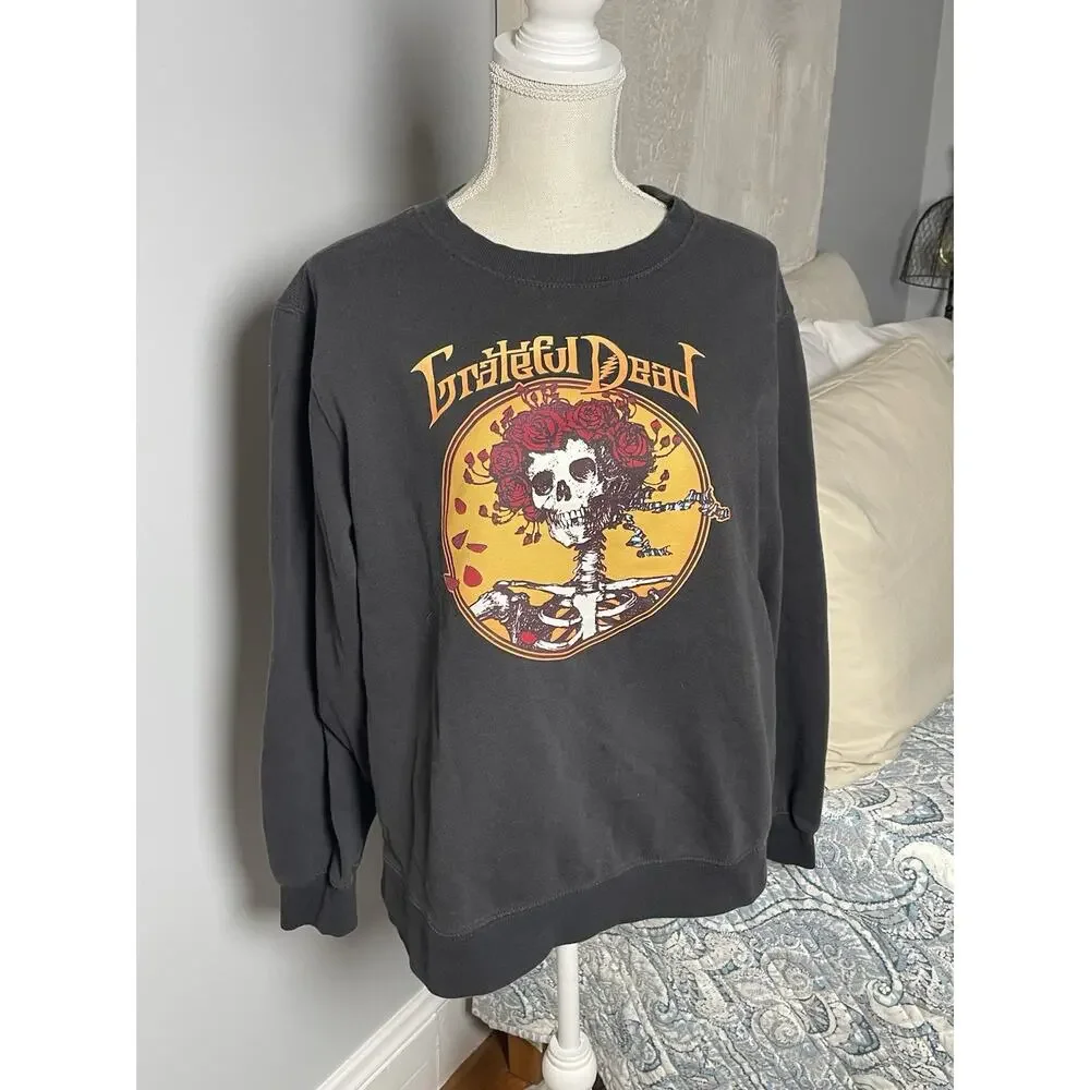 Grateful Dead Bertha Sweatshirt Size XL Pullover Crewneck Skelton Roses Gray - Picture 2 of 7